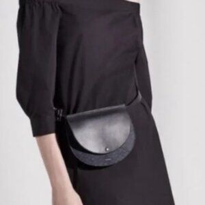 Theory Black Leather/Denim Post Saddle Waist Bag